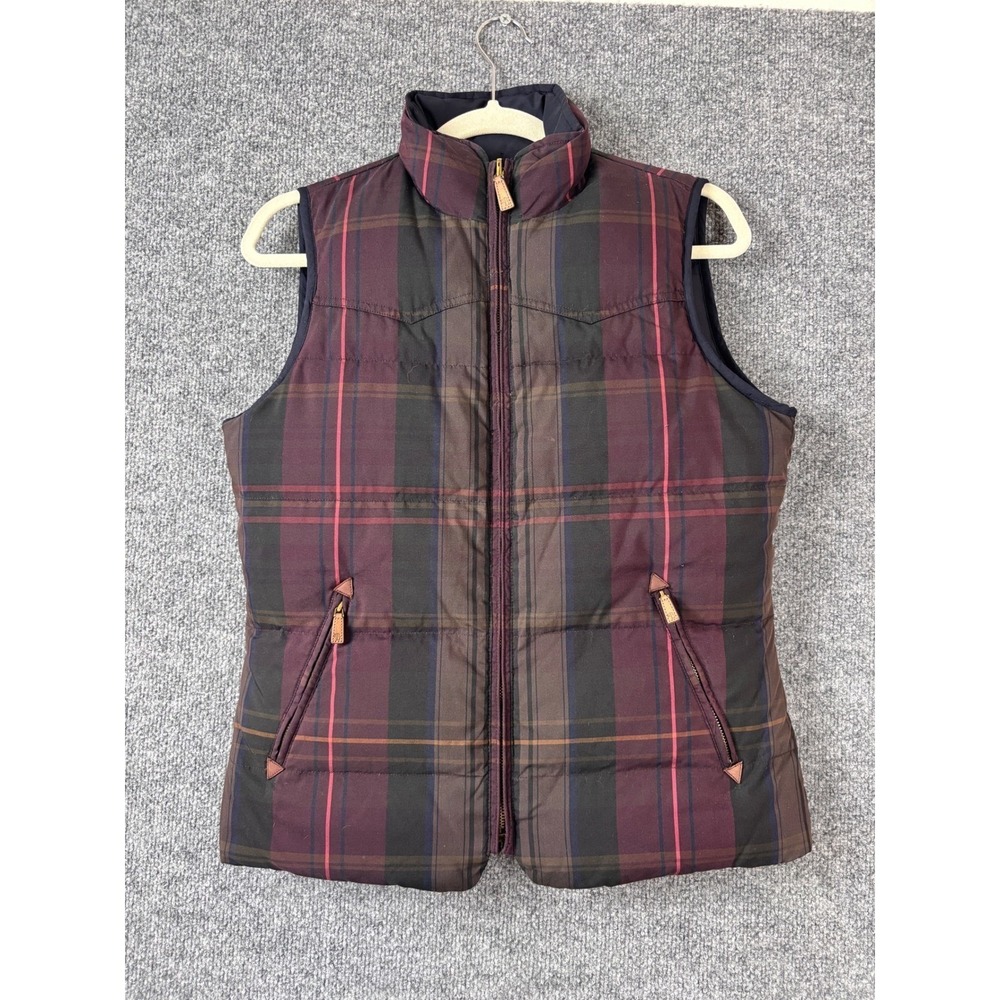 Lauren Ralph Lauren Down Puffer Vest Womens Small Plaid Red Blue Reversible